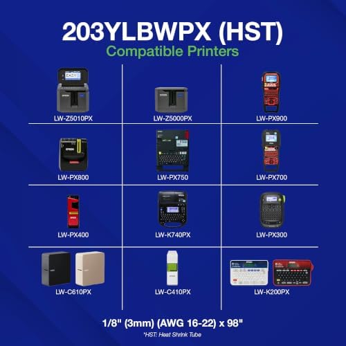 LABELWORKS Epson 203YLBWPX Heat Shrink Tube - Black on White - 3mm - Image 3
