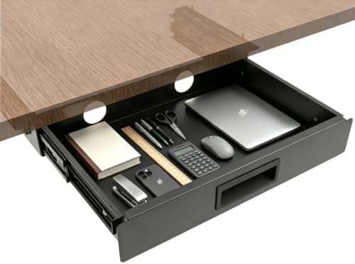 13.4" W Under Desk Drawer Slide Out Storage W/Cable Management by Followme