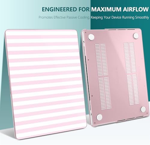 DONGKE Compatible with MacBook Pro 16 Inch Case (2026-2021 Release, M5 M4 M3 M2 M1 Pro/Max Chip), Plastic Hard Shell with Keyboard Cover & Screen Protector for MacBook Pro 16", Pink & White Stripes - Image 4