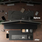 Fenge 42.5" Dual Monitor Stand with Storage Drawer & Solid Wood Legs, Black - Image 6
