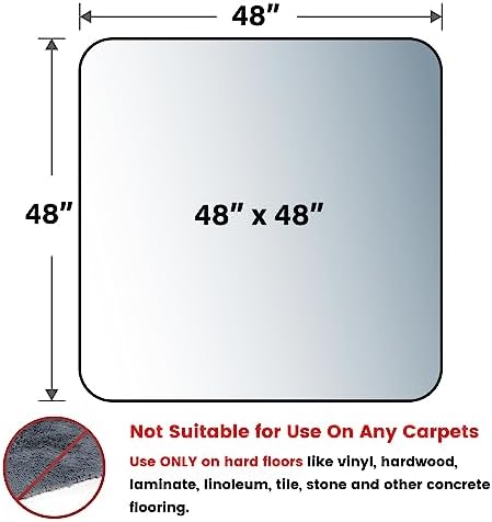 Yecaye Office Chair Mat for Hardwood Floor, 48" x 48" Rolling Chair Mat - Image 2