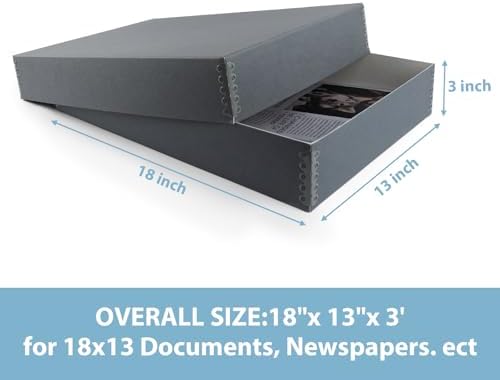 Lineco, Archival Newspaper Preservation Storage Box, 18''x13''x3'', Gray - Image 2