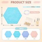 6.7 x 5.9 in 16 Pcs Hexagon Cork Board Tiles, Felt Pin Boards, Pastel - Image 3