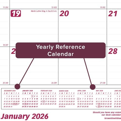 Brownline 2026 Monthly Desk Pad Calendars, 22" x 17", Five-Pack, January-December, English, Burgundy/White - Image 6