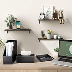 KINGFOM 5 PCS/SET Pu Leather Desk Organizer File Holder Accessories, Magazine Storage Rack+Desktop Pen&Pencil Holder+Tissue Box Cover+Leather Jewelry Accessories Tray - Image 4