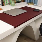 Leather Desk Mat with Stitched Edges & Edge Protection, Non-Slip Large Office Desk Mouse Pad for Work Game Typing, Waterproof Writing Table Extended Protector (Red,31.5"x19.7") by Unknown