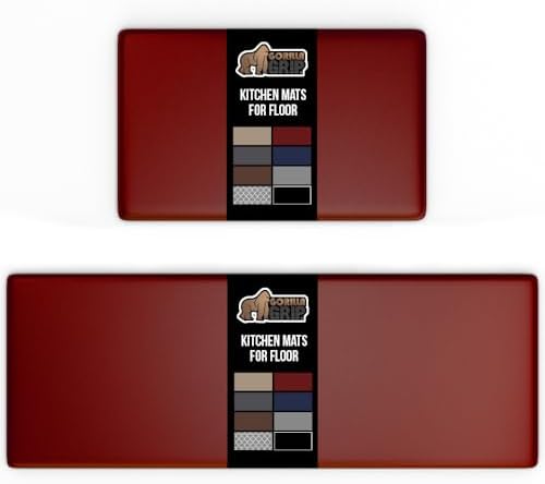 GORILLA GRIP Cushioned Kitchen Mats for Floor, 2 PK, 17x29+17x59, Red by GorillaGrip