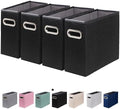 4 Packs Letter Size File Organizer, File Folders Organizer, Fabric Storage Box, Collapsible Paper Organizer with Metal Handle, Smooth PVC Rails, Only Box (Black) by ComfortKeeper