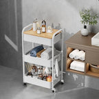 3-Tier Rolling Cart with Table Top, Metal Utility Cart on Wheels - Image 6