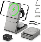 3 in 1 Wireless Charger Station for Multiple Devices, Foldable Magnetic Charging Stand, Portable Fast Travel Wireless Charger for iPhone17/16/15/14/13/12 Pro Max/ AirPods2/3/4 and IWatch Ultra Series by ANYLINCON