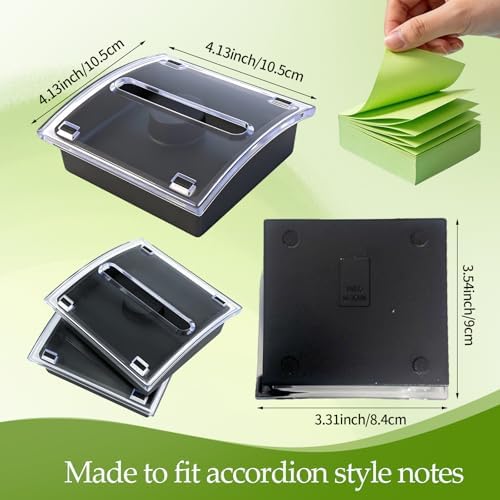 6 Pcs Pop Up Note Dispenser Black Base Transparent Top Posted Holder Container Sticky Note Holder Dispenser for 3 x 3 Inch Sticky Home Office School - Image 2