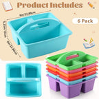 6 Pack Plastic Classroom Organizer Caddy with Handle, Classic - Image 2