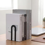 Chunful 12 Pcs Black Modern Metal Book Ends for Shelves Decorative Small Bookends Book Shelf Organizer Minimalist Design Stopper to Hold Books for Office (Round) - Image 2
