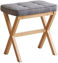 Foot Stool Small Ottoman Foot Rest Padded Foot Stool Desk for Under Office Desk Vanity Stool Bamboo Footstool Sofa Footrest Shoe Stool Small Foot Stools (Natural Legs + Gray) by FILWH