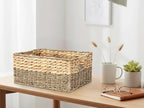 YAHUAN Natural Water Hyacinth & Seagrass Woven Storage Baskets – Wicker Storage Basket Organizer Bins with Handles for Home & Office Pantry Shelf (Medium) - Image 5