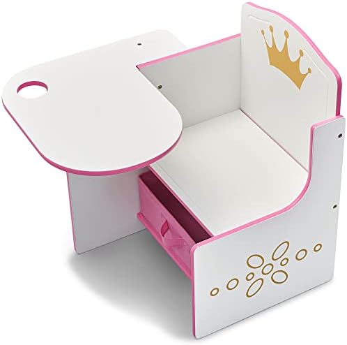 Delta Children Princess Crown Chair Desk with Storage Bin - Ideal for Arts & Crafts, Snack Time, Homeschooling, Homework & More - Greenguard Gold Certified, White/Pink - Image 3