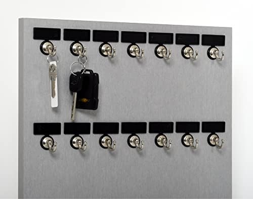 Keystand, Key Rack # 21MSE, 21 Bolted Metal Hooks with Customized Nameplate and Extra Space for Fast Access (21 Sets of Tag & Ring are Included) (Silver) - Image 2