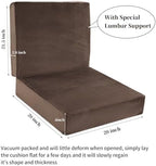 HOMBYS Foam Recliner Chair Cushions for Elderly, 4" Thick Chair Pads with Back Support for Office, Non-Slip Medium Firm Seat Cushion with Lumbar Pillow (Brown, 21.5" Backrest) - Image 2