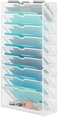 Lavatino 10-Tier Hanging Wall File Folders Organizer - White Metal Mesh Paper Magazine Document Mail Holder File Organizer for Office School Home Wall Mount or Desk Supplies Organization by Lavatino