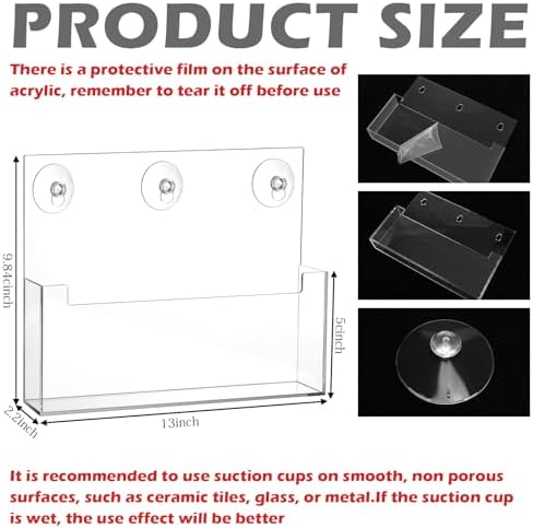 Thyle 2 Pcs Acrylic Brochure Holder with Suction Cups for Wall, 13x10 Inch - Image 2