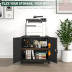 Large Rolling Printer Stand with Storage,Printer Table for Home Office - Image 3