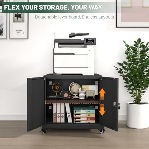 Large Rolling Printer Stand with Storage,Printer Table for Home Office - Image 3