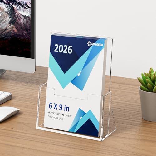 Acrylic Brochure Holder 6'' x 9'', 6 Pack, Clear Flyer Holder,Display Stand - Image 5