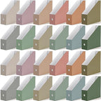 Colarr 24 Pcs Morandi Cardboard Magazine File Holder with Label Stickers by Colarr