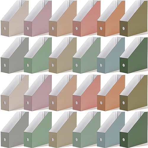 Colarr 24 Pcs Morandi Cardboard Magazine File Holder with Label Stickers by Colarr
