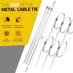 106PCS Heavy Duty 304 Stainless Steel Cable Tie Gun Kit, Includes 100PCS 11.8 Inch Metal Zip Ties, Self-Locking, UV & Corrosion Resistant, for Fence, Exhaust Pipe, Chicken Coop, Farm Use - Image 4