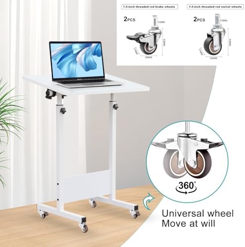 KOUPA 24 Inch Adjustable Height Flip Writable Standing Desk with Wheels - Image 4