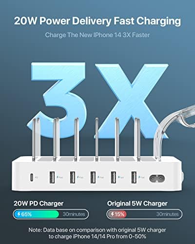 SooPii 60W 6-Port Charging Station for Multiple Devices with 6 Short Cables - Image 3