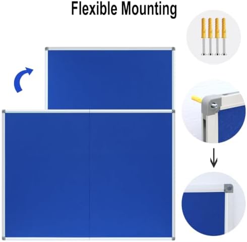 DEVELOP 48x36 Inch Large Blue Felt Bulletin Board, Wall Mounted Pin Memo Notice Cork Board with Silver Aluminium Frame for Office, Home, and Classroom, Includes 10 Push Pins - Image 3