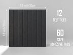 Slated Felt Bulletin Board Tiles | Cork Board Alternative for Walls | Wall Panels for Office & Home Decor | Aesthetic Pinboard & Photo Board | 12-Pack (11.8" x 11.8") with Adhesive | Black - Image 2