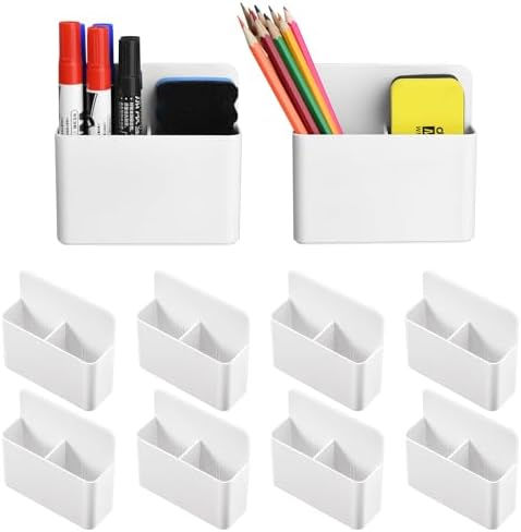 Mabrasse 10p Magnetic Dry Erase Marker Holder,Pen and Eraser Holder for Whiteboard, Magnet Pencil Cup Utility Storage Organizer for Office, Refrigerator, Locker and Metal Cabinets (10 Pack) by Marbrasse