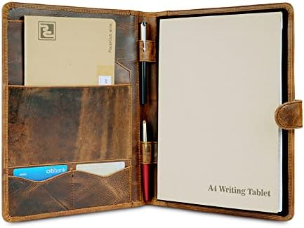 Full Grain Leather Legal Pad Portfolio Organizer for Work, Brown - Image 2