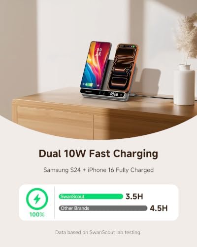 Dual Phone Foldable Wireless Charging Station for iPhone, Galaxy, Pixel - Image 4
