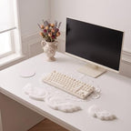 4 Pcs Cute Angel Wing Lace Keyboard Wrist Rest & Mouse Pad Coaster Set - Image 6