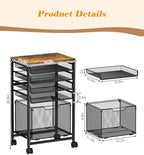 Feyejade Compact 5-Tier Rolling File Cart, Under Desk Metal Filing Cabinet - Image 2