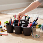 6 Pack 6 Cup Caddy for Classroom Plastic Round Desk Table Caddy, Black - Image 5