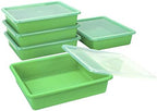 Storex Letter Size Flat Storage Tray – Organizer Bin with Non-Snap Lid for Classroom, Office and Home, Green, 5-Pack (62539U05C) - Image 3