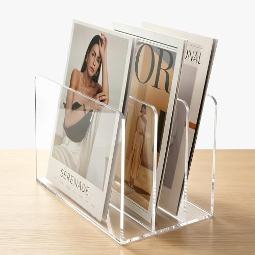 Acrylic Magazine File Holder, 3-Section A4 Desk Organizer by AIMOLLYACRYLICSTORAGE