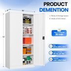 MIIIKO Metal Garage Storage Cabinet with Doors and Shelves, 72" Tall Steel Storage Organizer Cabinets with Lock for Garage,Home Office,Warehouse（White） - Image 3