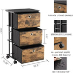 MAX Houser Dresser Storage with 3 Drawers, Fabric Tower Nightstand, Chest of Drawers,Vertical Storage Unit Organizer for Closets,Bedroom,Dorm, Wood Top, Rustic Brown Wood Grain Print - Image 3