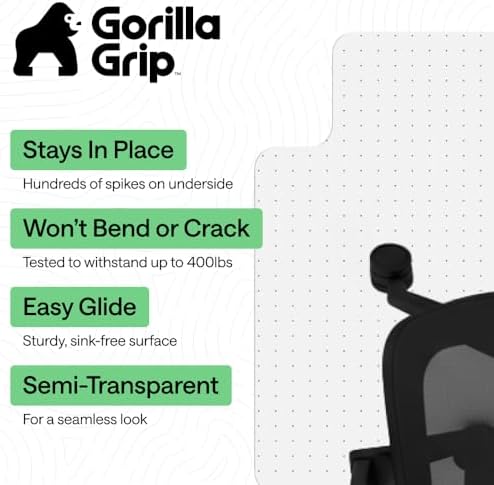 GORILLA GRIP Office Chair Mat for Carpet Floors, Heavy Duty 32x48 Clear Lip - Image 2