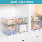 Vtopmart 4 Pack Large Stackable Storage Drawers, Clear - Image 4