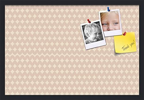 PinPix 27x18 inch Cork Bulletin Board. This Decorative Framed Pin Board Comes with Diamond Pattern in Light Pink and Cream Design and Satin Black. Ideal for Home, Office Decor or School (PinPix-294) by PinPixBulletinBoards