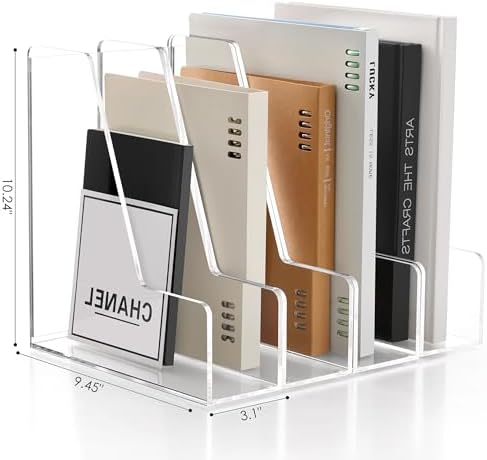 SANRUI 4 Pack Clear Acrylic Vertical File Organizer, Desk Organizer and Storage Bins Holding for Magazines, Binders, Notebooks, Envelopes, Multi-purpose Document Organizer for Home Office - Image 2