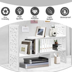 MASAKA B&W - Kawaii Storage Desktop Organizer for Your Desk Space, Double H Plants Display Shelf, Home Office Storage Rack Adjustable Stackable for Office, Dormitory (White*09) - Image 3