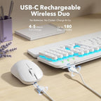 Wireless Keyboard and Mouse Combo, Magnetic Wrist Rest, Glowing White - Image 5